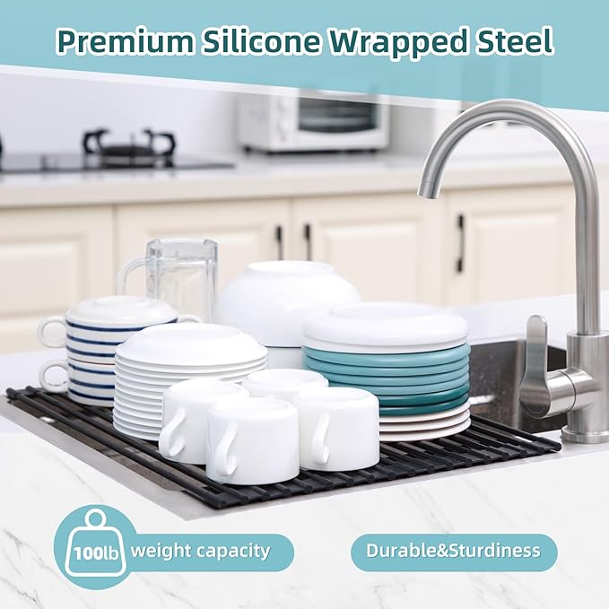 Ohuhu Roll Up Dish Racks, 16.5" L x 13" W Over The Sink Dish Drainer Drying - Image 9