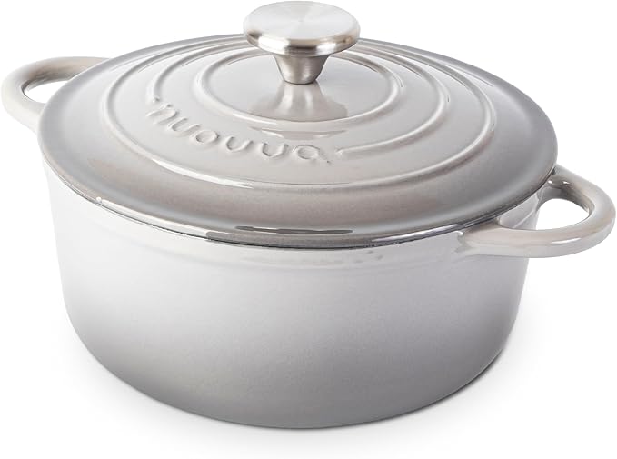 Cast Iron Dutch Oven with Lid – Non-Stick Ovenproof Enamelled Casserole Pot – by Nuovva
