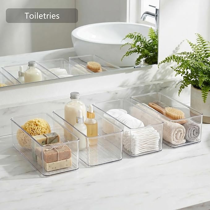 Qilinba 8 PACK Drawer Organizer Bins Bathroom Deep Drawer Silverware Organizers - Image 4