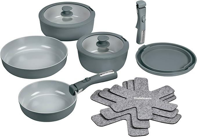 Cuisinart 13-Pc, ClickSmart Nonstick Detachable Handle Ceramic Cookware by Cuisinart