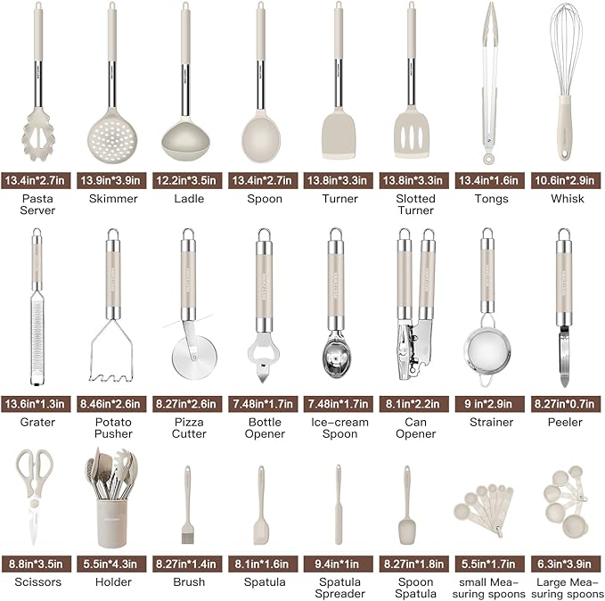 Kitchen Utensils Set-Silicone Cooking Utensils-33pcs Non-Stick Silicone Cooking - Image 2
