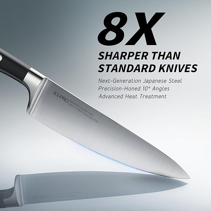 KnifeSaga Knife Set with Block, Japanese 15 PCS Ultra Sharp Ktichen Knives Set - Image 2