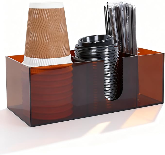 Acrylic Coffee Cup Holder for Countertop, 3 Slots Acrylic Coffee Bar by ClarityCraze