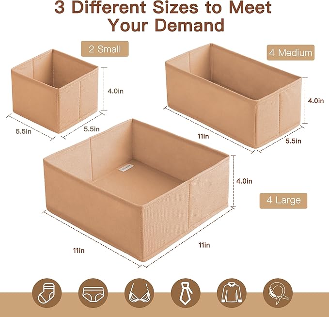 Criusia Drawer Organizer Clothes, 10 Pack Dresser Organizer - Image 2