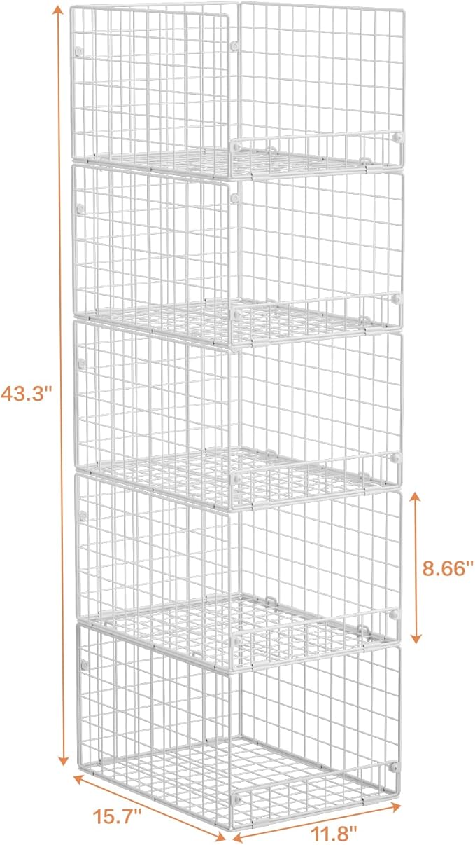 5-Tier Stackable Closet Storage Shelves, Closet Organizers and Storage Basket - Image 3