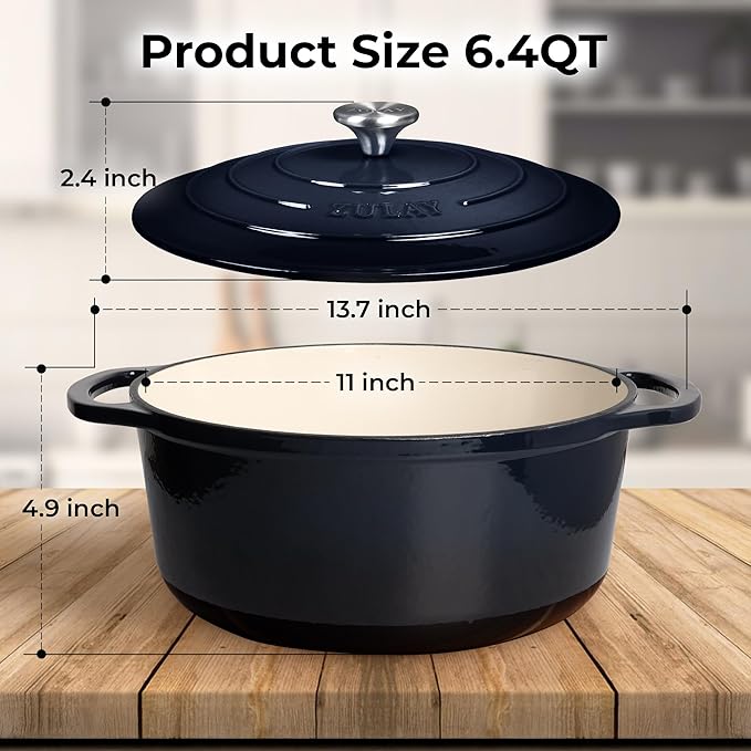 Zulay Kitchen 6 Quart Enameled Cast Iron Dutch Oven Pot - Image 8