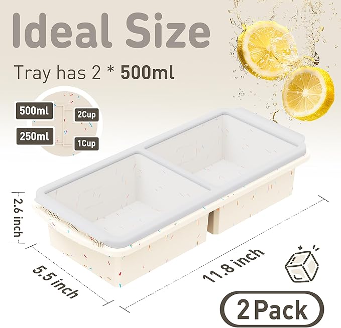 Silicone Freezer Tray with Lid Soup Freezer Container Molds with Steel - Image 2