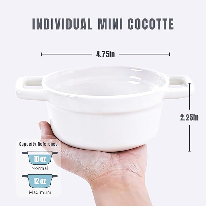 Lareina Mini Cocotte - 12oz Ceramic Casserole Dishes - Kitchen Casserole Sets - - Image 6