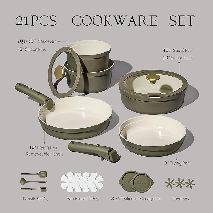 Carote 21pcs Ceramic Cookware Set - Image 2