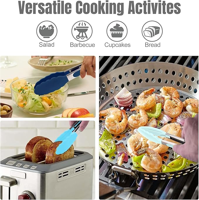 Hotec Silicone Kitchen Tongs for Cooking 9-Inch Serving Tongs - Image 5