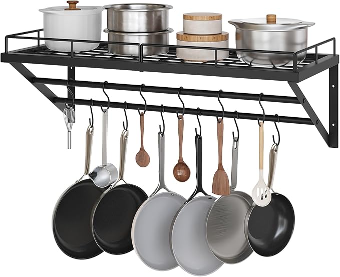 YATINEY Pot Rack, 30 Inch Wall Mounted Pot Rack, Kitchen Pot and Pan Organizer by Yatiney