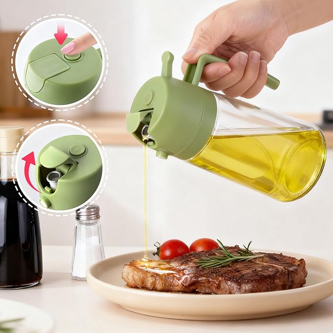 2Pcs Glass Oil Sprayer for Cooking 16oz/470ml, Kitchen Gadget for Air Fryer - Image 3