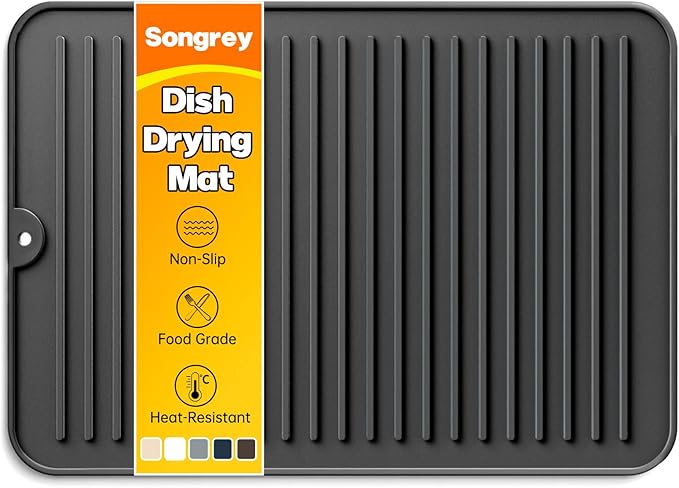 Songrey 14" x 10" Silicone Dish Drying Mat, Kitchen Counter Drying Pad by Unknown