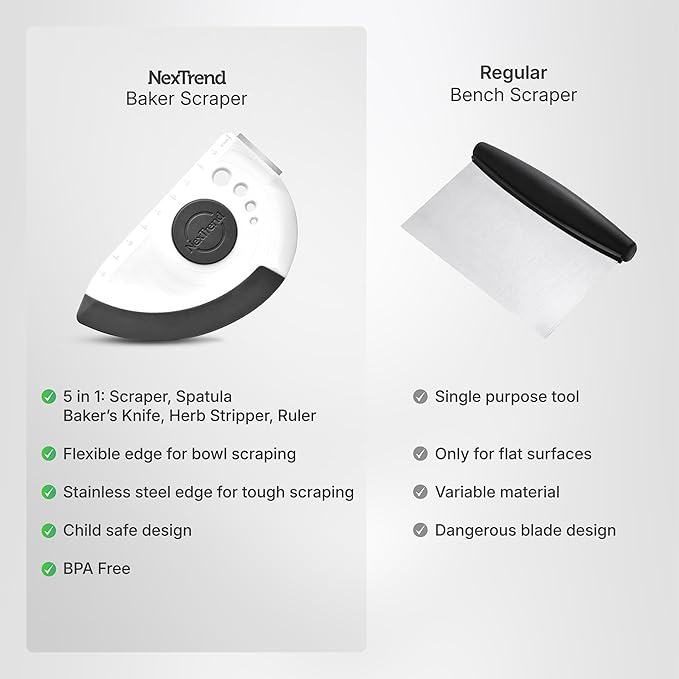 5-in-1 Dough Scraper & Flexible Bowl Scraper by Nextrend, Bread Scraper - Image 5