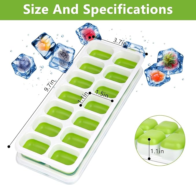 Ice Cube Trays, Silicone Easy-Release and Flexible 14-Ice Trays - Image 2
