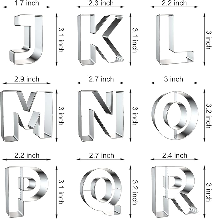 Alphabet Letter Cookie Cutters Shapes Large 3 Inch - Image 3