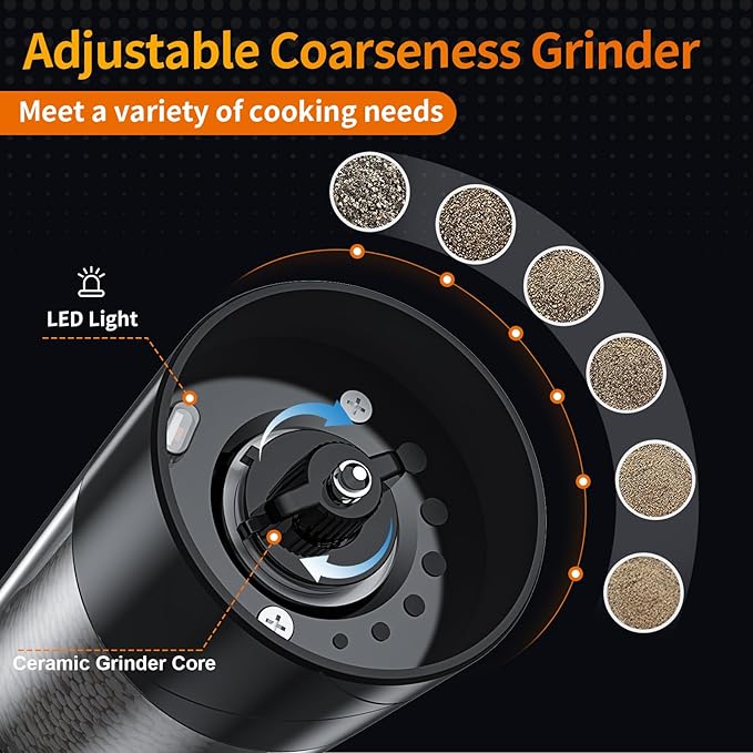 2Pack Electric Salt and Pepper Grinder Set USB Rechargeable - Image 3