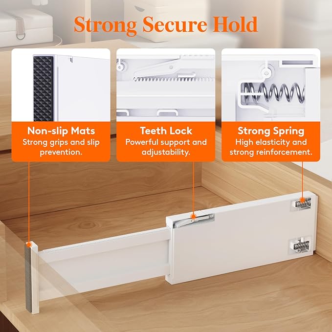 Lifewit 5 Pack 4" High Drawer Dividers 34-56cm/13.5-22" Adjustable Drawer - Image 5