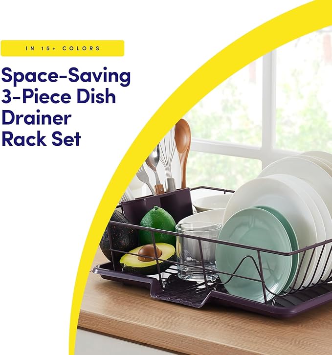 Space-Saving 3-Piece Dish Drainer Rack Set: Efficient Kitchen Organizer - Image 2