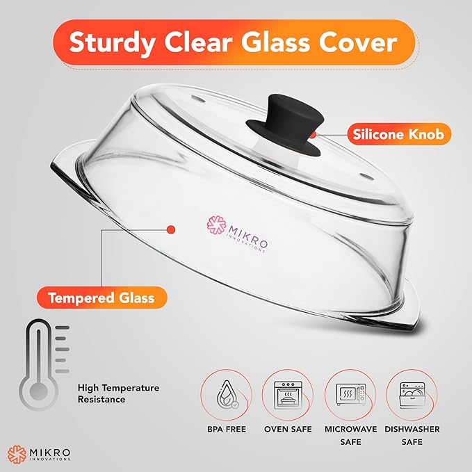 Tall Glass Microwave splatter cover | Sturdy clear 100% food safe BPA free - Image 2