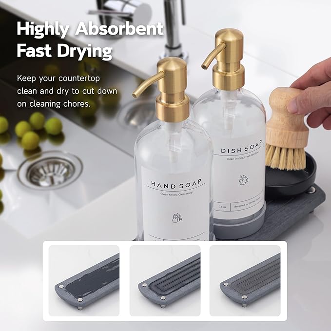 Kitchen Soap Dispenser Set - 16OZ Clear Glass Bottle - Image 2