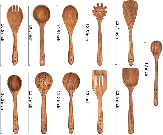 11 Pcs Wooden Kitchen Utensils Set - Image 2