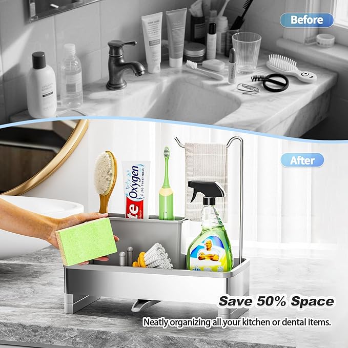 Ewaiira Stainless Steel Sink Caddy, Sponge Holder - Image 7