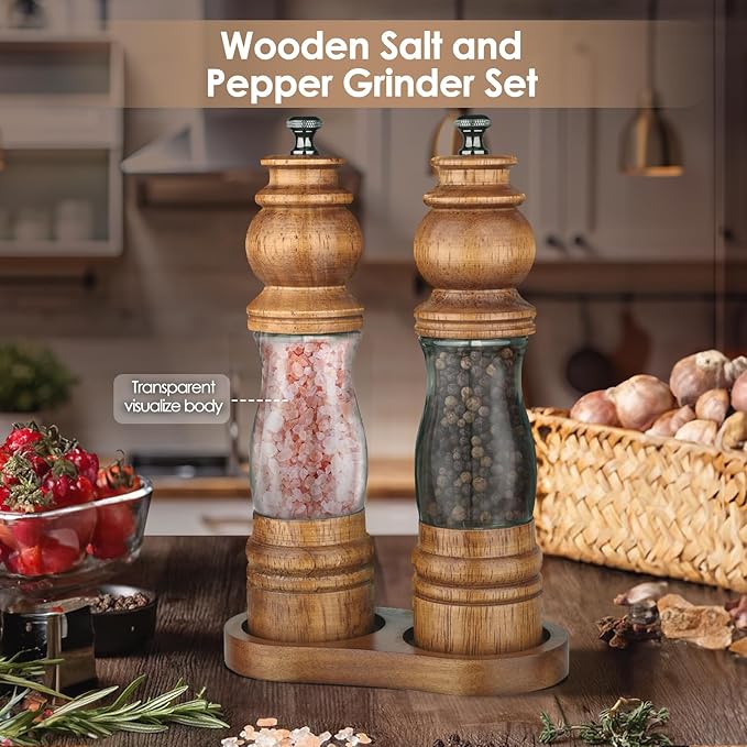 Wooden Salt and Pepper Grinder Set - Image 3