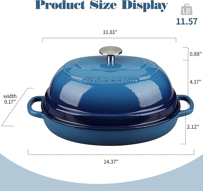 EDGING CASTING Enameled Oval Cast Iron Dutch Oven Pot - Image 2