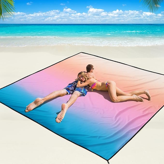 WIWIGO Beach Blanket Waterproof Sandproof Beach Mat 79" X 83"/10'x9'for 2-8 by WIWIGO