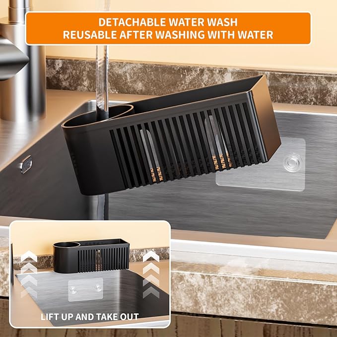 SuoXing Inside Sink Sponge Holder, Plastic Dish Sink Organizer - Image 5
