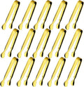 15PCS Mini Tongs for Serving, Metal Tong Stainless Steel Gold Tongs, 4.25Inch by Sunenlyst