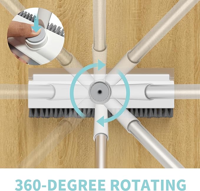 Floor Scrub Brush with Long Handle, 3 in 1 Scrape and Heavy-Duty Stiff Bristle - Image 2