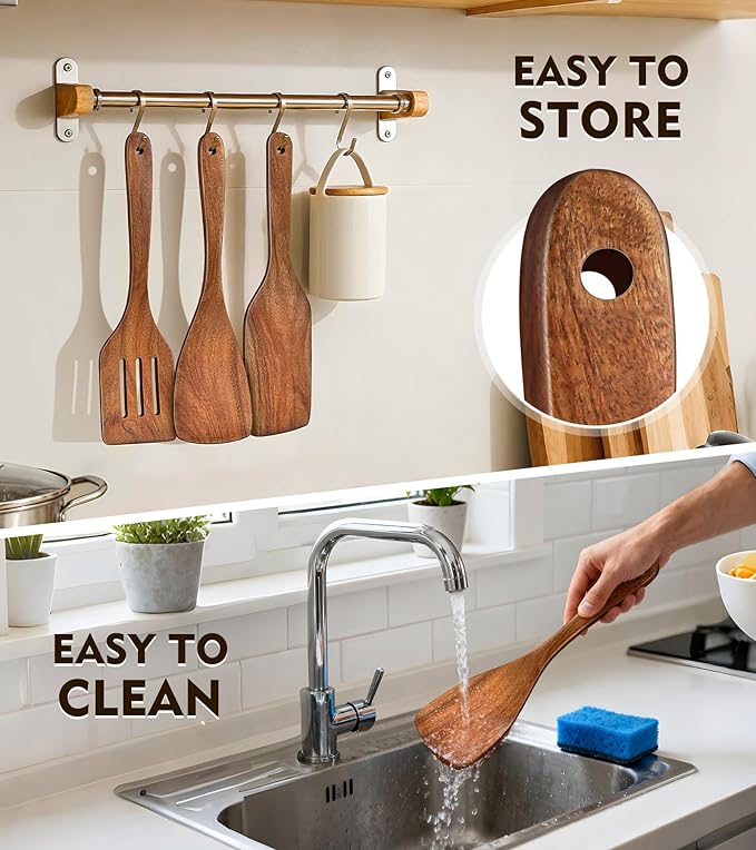 4Pcs Wooden Spatula for Cooking, Acacia Wooden Spatula for Kitchen Use - Image 6