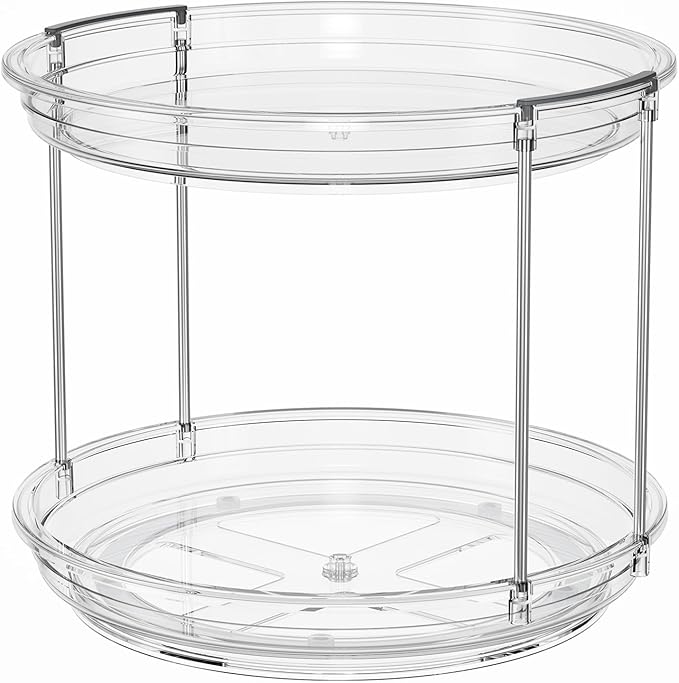 LAMU 2 Pack 2 Tier Lazy Susan Turntable Organizer 10.6'' Rotating Spice Rack - Image 9