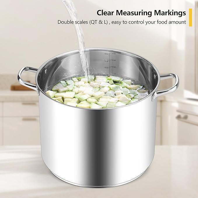Homikit 16 Quart Stainless Steel Stock Pot, Large Sauce Soup Pot - Image 3