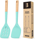 Pack of 2 Silicone Spatula, Non Stick Cooking Utensil Set Stainless Steel by BADIANO