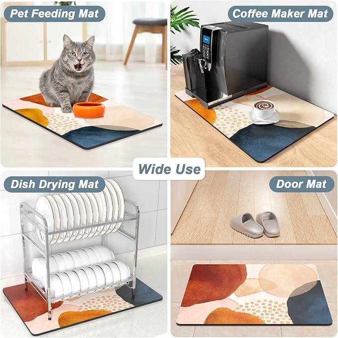 Rnivvi Coffee Mat, Hide Stain Rubber Backed Absorbent Dish Drying Pad - Image 7