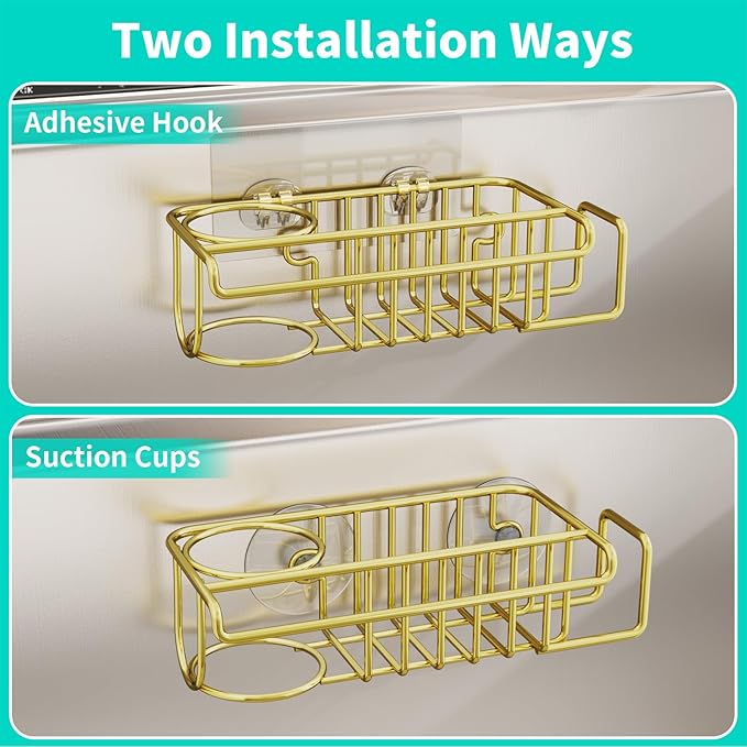 HapiRm Sponge Holder for Kitchen Sink, No Drill Kitchen Sink Caddy Organizer - Image 2