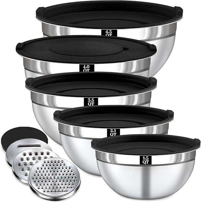 8PCS Mixing Bowls with Lids Set by Boskermeal