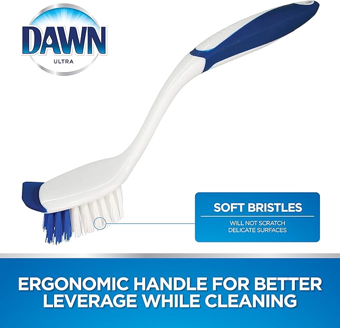 Dawn Dish Brush with Soft Nylon Bristles and Scraper - Image 4