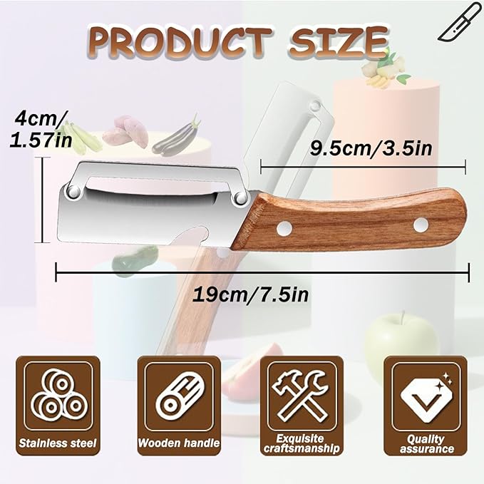 Premium Vegetable Peeler with Wooden Handle and Bottle Opener, Stainless Steel - Image 3