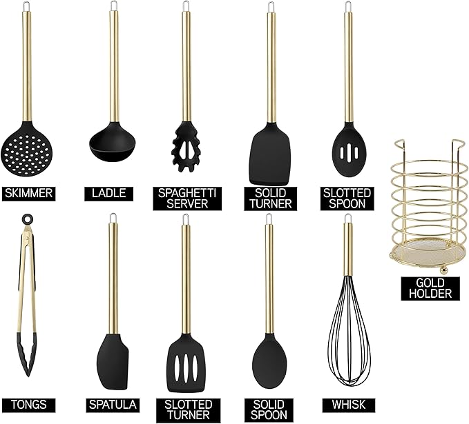 COOK WITH COLOR Silicone Cooking Utensils, Kitchen Utensil Set, Cooking Utensils - Image 2