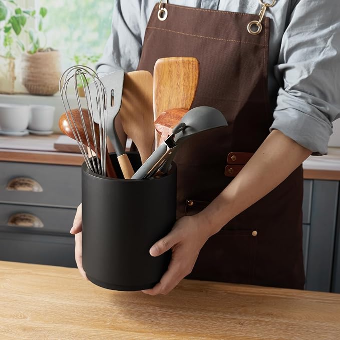 Bivvclaz Wooden Utensil Holder, 360°Rotating 7.2" Utensil Holder - Image 7