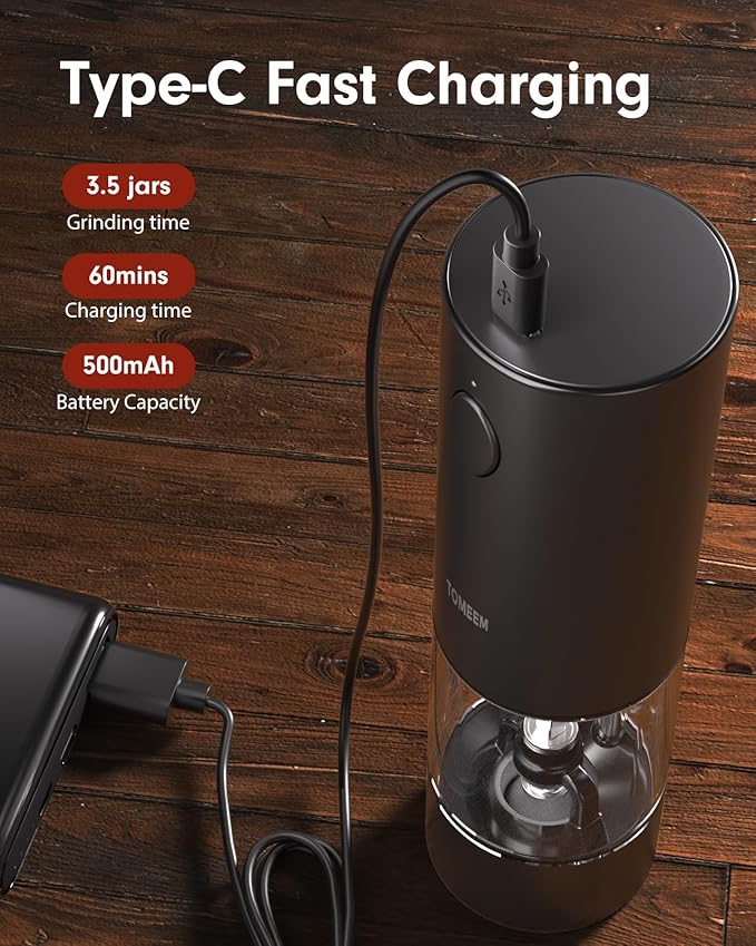 Upgraded Larger Capacity Electric Salt and Pepper Grinder Set Rechargeable - Image 3
