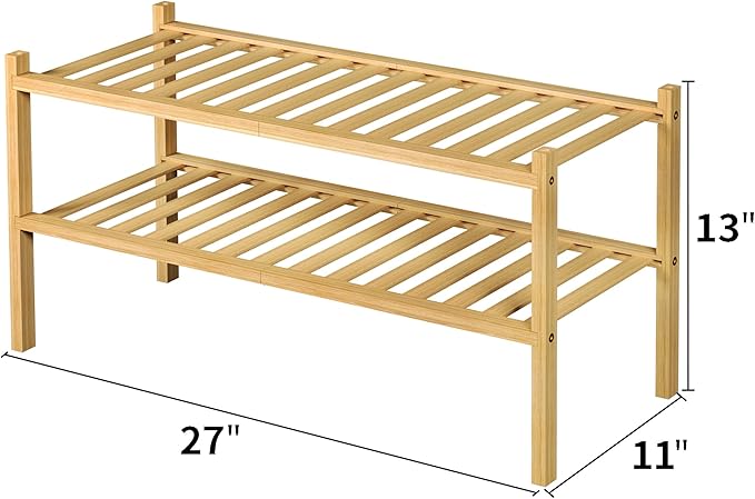 ROMGUAR CRAFT 2 Tier Bamboo Shoe Rack - Image 3