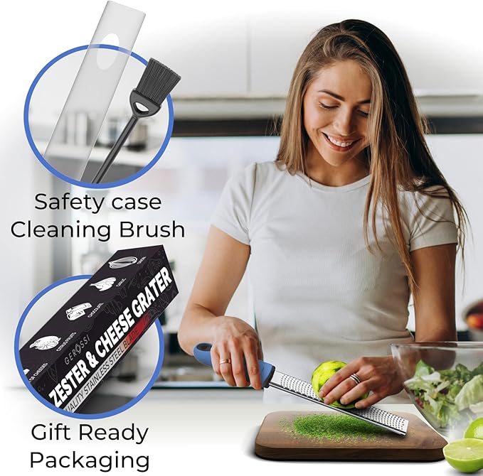 Stainless Steel Cheese Grater & Lemon Zester w/Extra Sharp Blade - Image 2