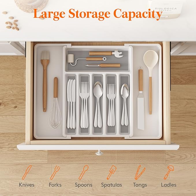 Lifewit Silverware Drawer Organizer, Expandable Utensil Tray - Image 4