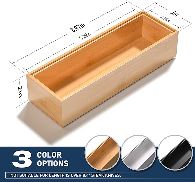 VeyFey Silverware Tray for Drawer, Stackable Kitchen Bamboo Drawer Organizer 9" - Image 4
