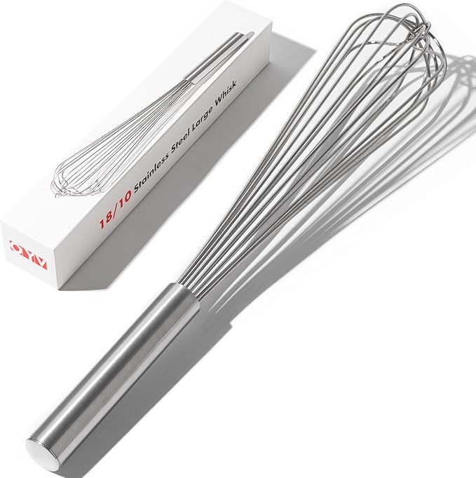 OYV 18/10 Stainless Steel Large Whisk, Mixing Batter, Making Sauces, Long Wisk by OYV